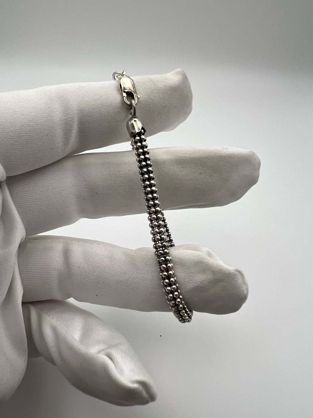 KC Italy 925 Sterling Silver Beaded Mesh Bracelet 7 Inch - Picture 2 of 11
